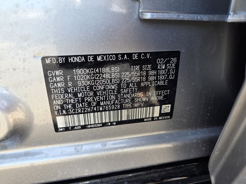 New 2026 Honda HR-V EX-L in JACKSONVILLE, FLORIDA