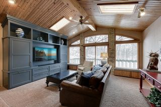 The Great Room has a vaulted cedar ceiling with two skylights!