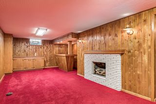 Rec room fireplace and wet bar