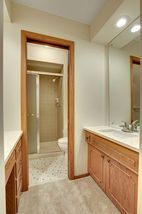 Full make up vanity and separate sink. 