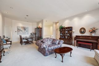 Expansive living room dining room combination.