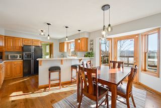 Breakfast bar and informal dining area with access to the deck