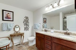 This is the private, full master bathroom. Double sinks and granite counters. Oil-rubbed bronze fixtures.