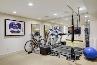 Exercise room with cork flooring