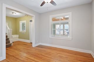 Living room with foyer on left