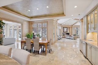 Dinette  and a  beautiful working buffet.