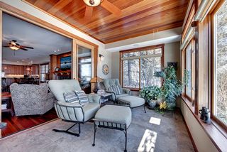 Natural cedar ceiling blended with cherry millwork and cherry builtins.