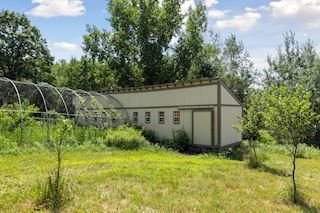Large shed used as chicken coop and workshop