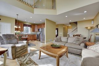 Open floor plan with loft above