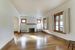 Living room - leaded windows and wood burning fire place!