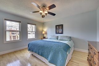 Master bedroom with views of the back yard. 