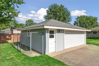 Large 2 car garage with dog run