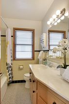 The "Retro" Bathroom features the Original 1950's Basket-Weave Tile! 