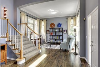 Living room with tall windows all around!