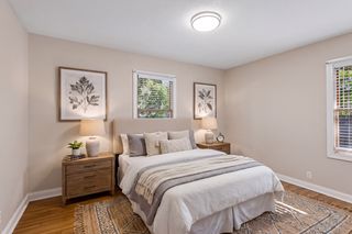 Staged primary bedroom on main level