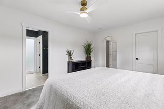 New ceiling fan and glimpse of your new primary ensuite bath to the left and walk-in closet to the right
