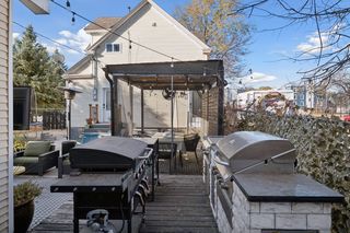 Backyard has space for an outdoor kitchen. Grills & kitchen does not convey with the sale