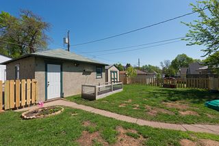 Backyard, view of garage and garden shet
