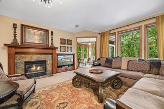 Stunning Gas Fireplace with Slate Tile Face and Cherry Surround and Mantle