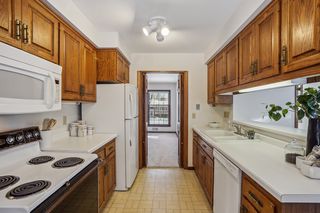 Kitchen has ample cabinet and storage space.