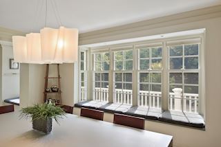 Bench seating in the dining room