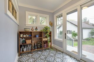 Large convenient mudroom opens off the kitchen