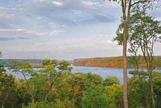 Fascinating display of fall colors looking up river and east toward the Wisconsin side.