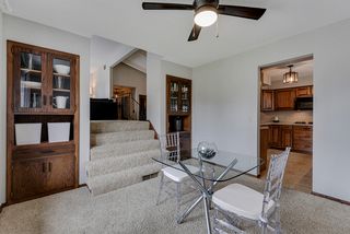 Formal dining room with built in cabinets