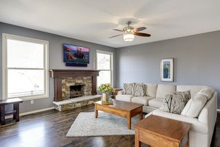Main floor family room with updated woodburning fireplace