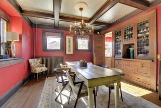 The Formal Dining Room features Box Beamed Ceilings & Original Built-In Buffet...