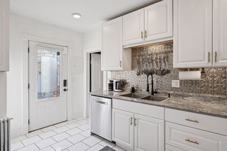 Kitchen with door to backyard