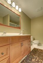 Lower level full bath with double vanity