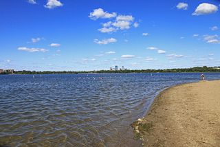 Fun beach and great views of downtown Minneapolis
