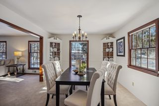 Built-in cabinets provide added character to the dining room.