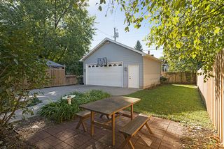 Back yard and newer garage