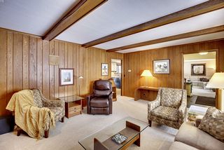 Living room with view towards the kitchen