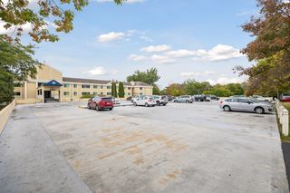 Large parking lot with reserved spot