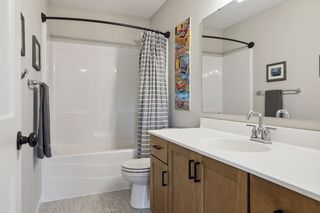 You'll find a well-appointed full bathroom in the upper level hallway.