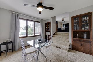 Formal dining room with built in cabinets