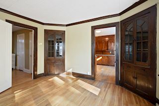 Lower unit dining room, bedroom to left
