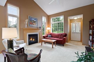 Spacious living area with vaulted ceilings.