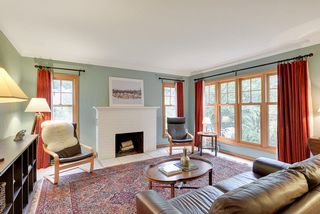 The Light-Filled Living Room features oversized Marvin Windows for lots of Natural Sunlight...