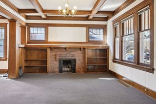 Living Room with Box Beamed Ceilings