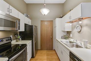 Kitchen! Door is laundry and storage.