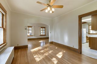 Dining room, looking toward living room on the left, kitchen on the right