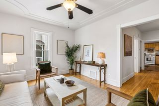 View from living room through dining towards kitchen