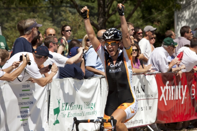 Jade Wilcoxson celebrates her victory at the 2012 Tour of Elk Grove