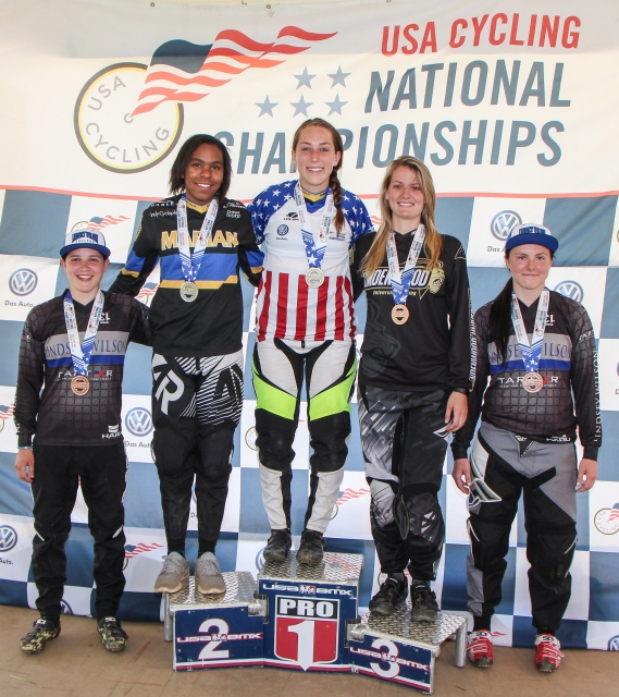 The women's podium on Sunday-