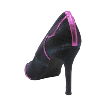 Escarpins Vintage Silvy En Cuir Daim Noir Et Violet - Taille 36.5 - Talon Aiguille 8 Cm - Neuf