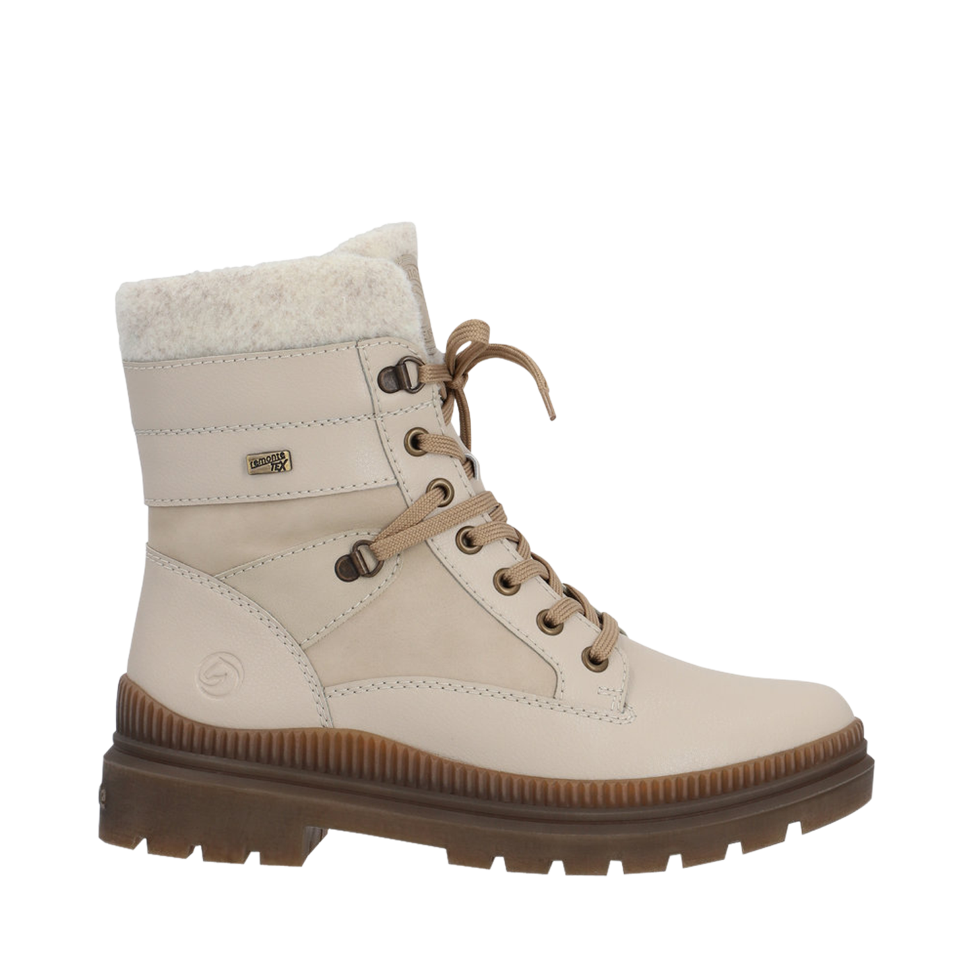 Women's high-rise boot, lace/zip beige Chaussures Pierre Roy